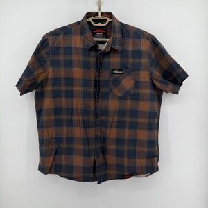 Middle of Beyond Texas Chainsaw Massacre Plaid Shirt Mens XL Brown Short Sleeve